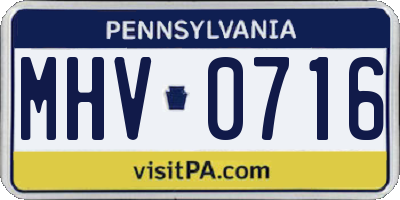 PA license plate MHV0716