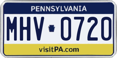PA license plate MHV0720