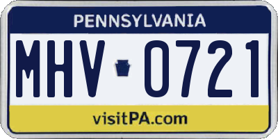 PA license plate MHV0721