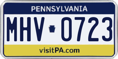 PA license plate MHV0723