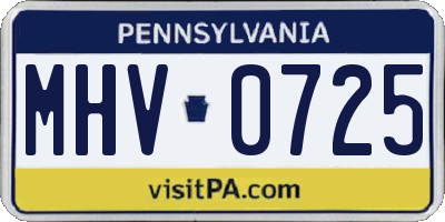 PA license plate MHV0725