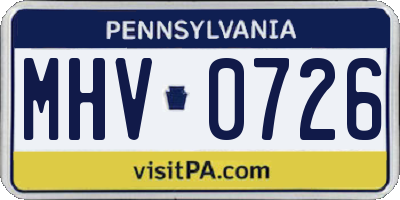 PA license plate MHV0726