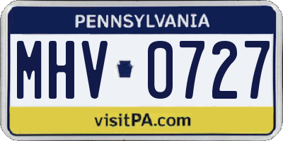 PA license plate MHV0727