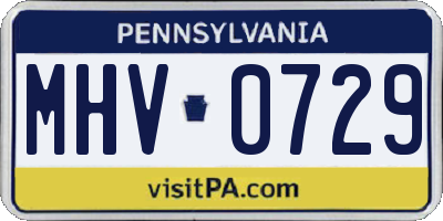 PA license plate MHV0729