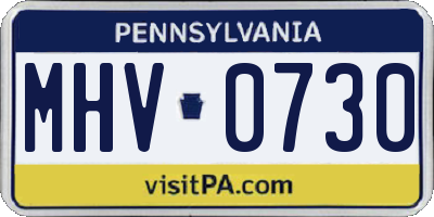 PA license plate MHV0730