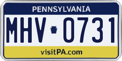 PA license plate MHV0731