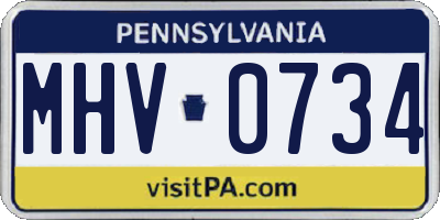 PA license plate MHV0734