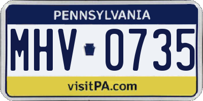 PA license plate MHV0735