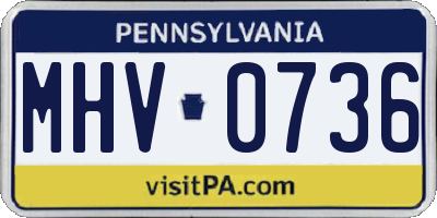 PA license plate MHV0736