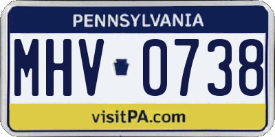PA license plate MHV0738