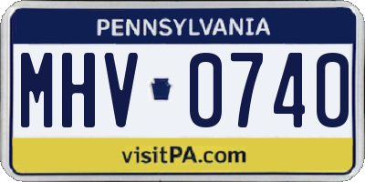 PA license plate MHV0740