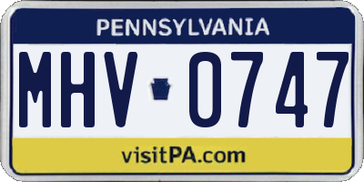 PA license plate MHV0747