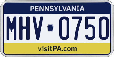 PA license plate MHV0750