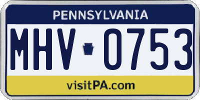 PA license plate MHV0753
