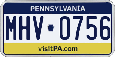 PA license plate MHV0756