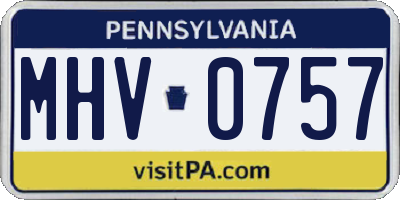 PA license plate MHV0757