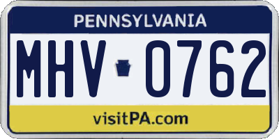 PA license plate MHV0762