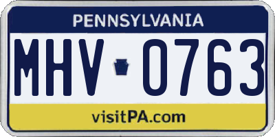 PA license plate MHV0763
