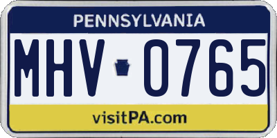 PA license plate MHV0765