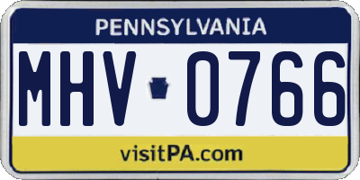 PA license plate MHV0766