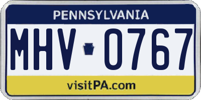 PA license plate MHV0767