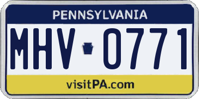 PA license plate MHV0771