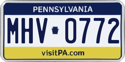 PA license plate MHV0772