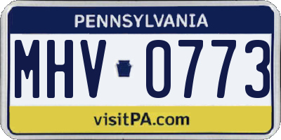 PA license plate MHV0773