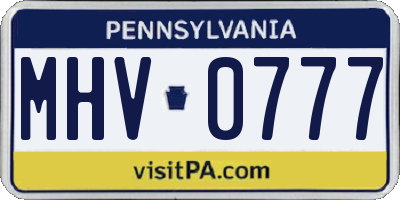 PA license plate MHV0777