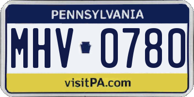 PA license plate MHV0780