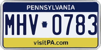 PA license plate MHV0783
