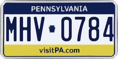 PA license plate MHV0784