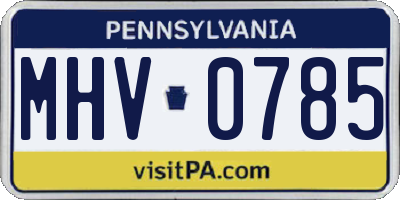 PA license plate MHV0785