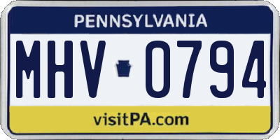 PA license plate MHV0794
