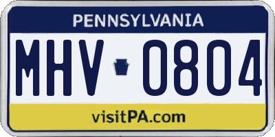 PA license plate MHV0804