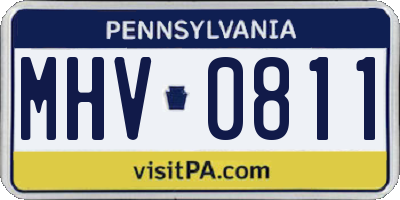PA license plate MHV0811