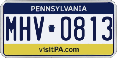 PA license plate MHV0813