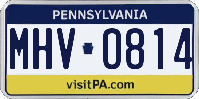 PA license plate MHV0814