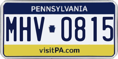 PA license plate MHV0815