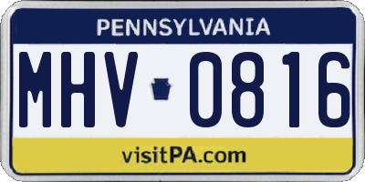 PA license plate MHV0816