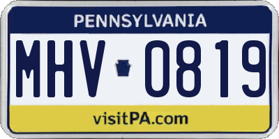 PA license plate MHV0819