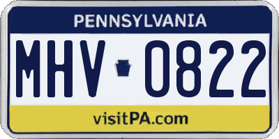 PA license plate MHV0822