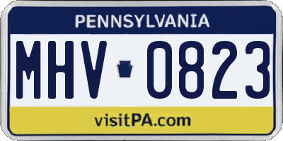PA license plate MHV0823