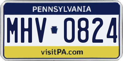 PA license plate MHV0824