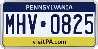 PA license plate MHV0825