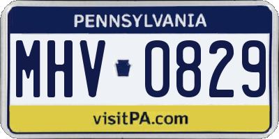 PA license plate MHV0829