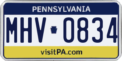 PA license plate MHV0834