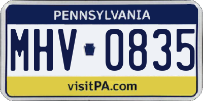 PA license plate MHV0835