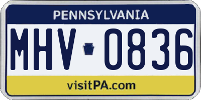 PA license plate MHV0836