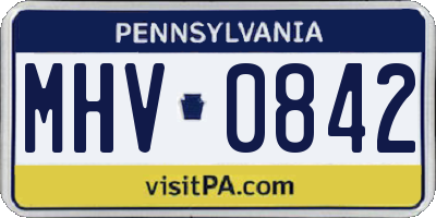 PA license plate MHV0842